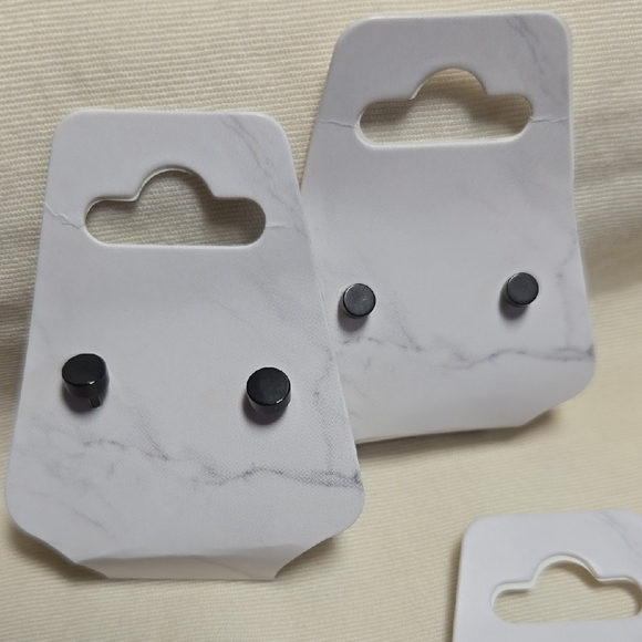 Black Stud Earrings Set Of Five - Picture 2 of 4